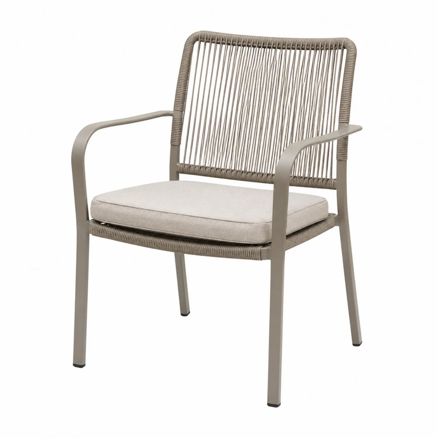 Metall-Gartenstuhl mit Seilgeflecht in Beige