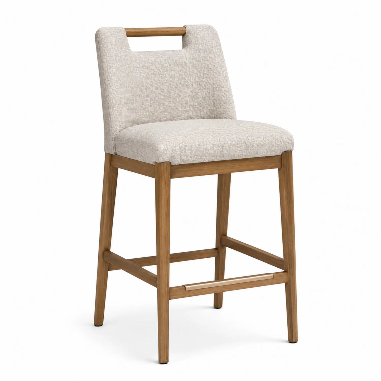 Barhocker Holz Stoff Beige 45 cm