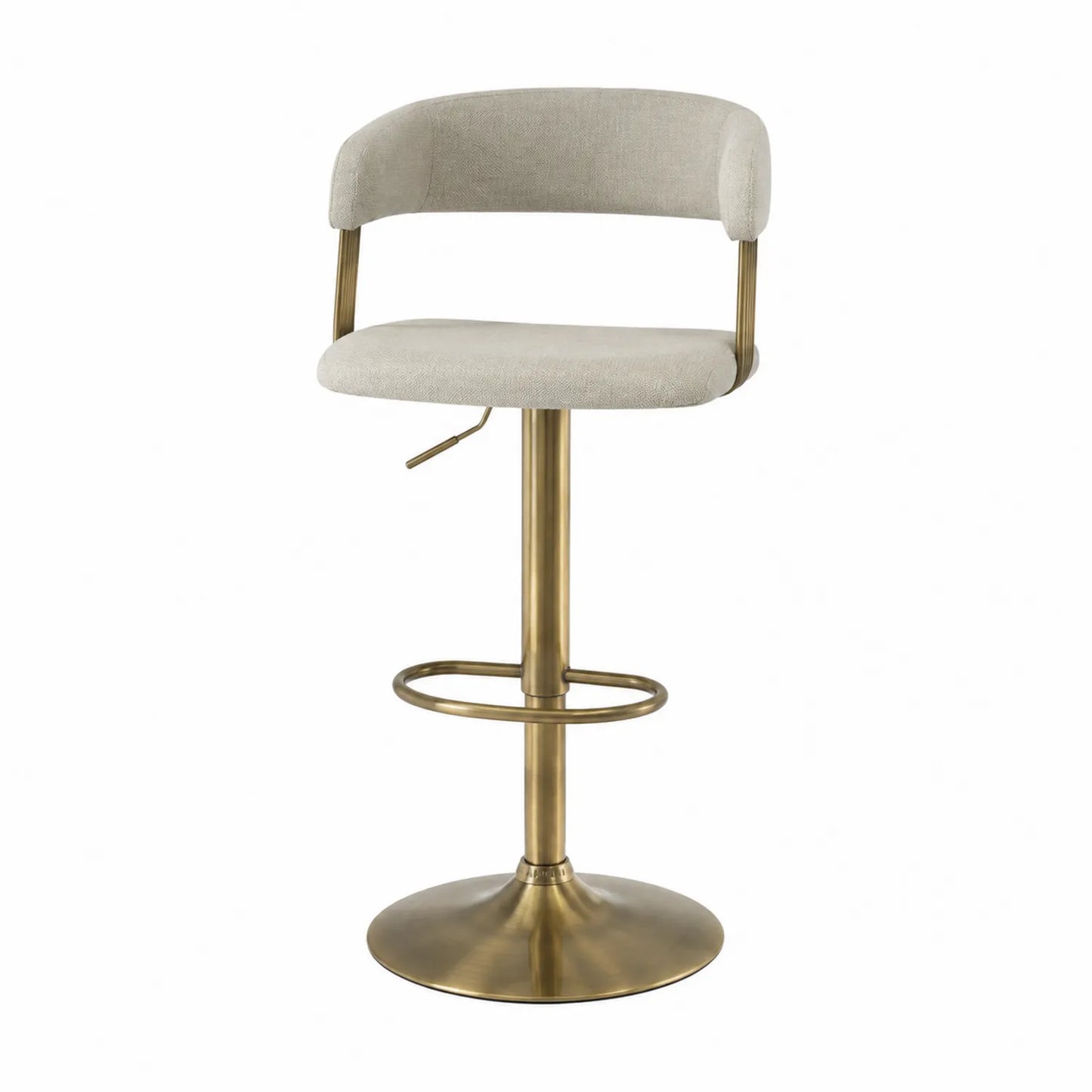 Barhocker Leinen Messing Beige Höhenverstellbar