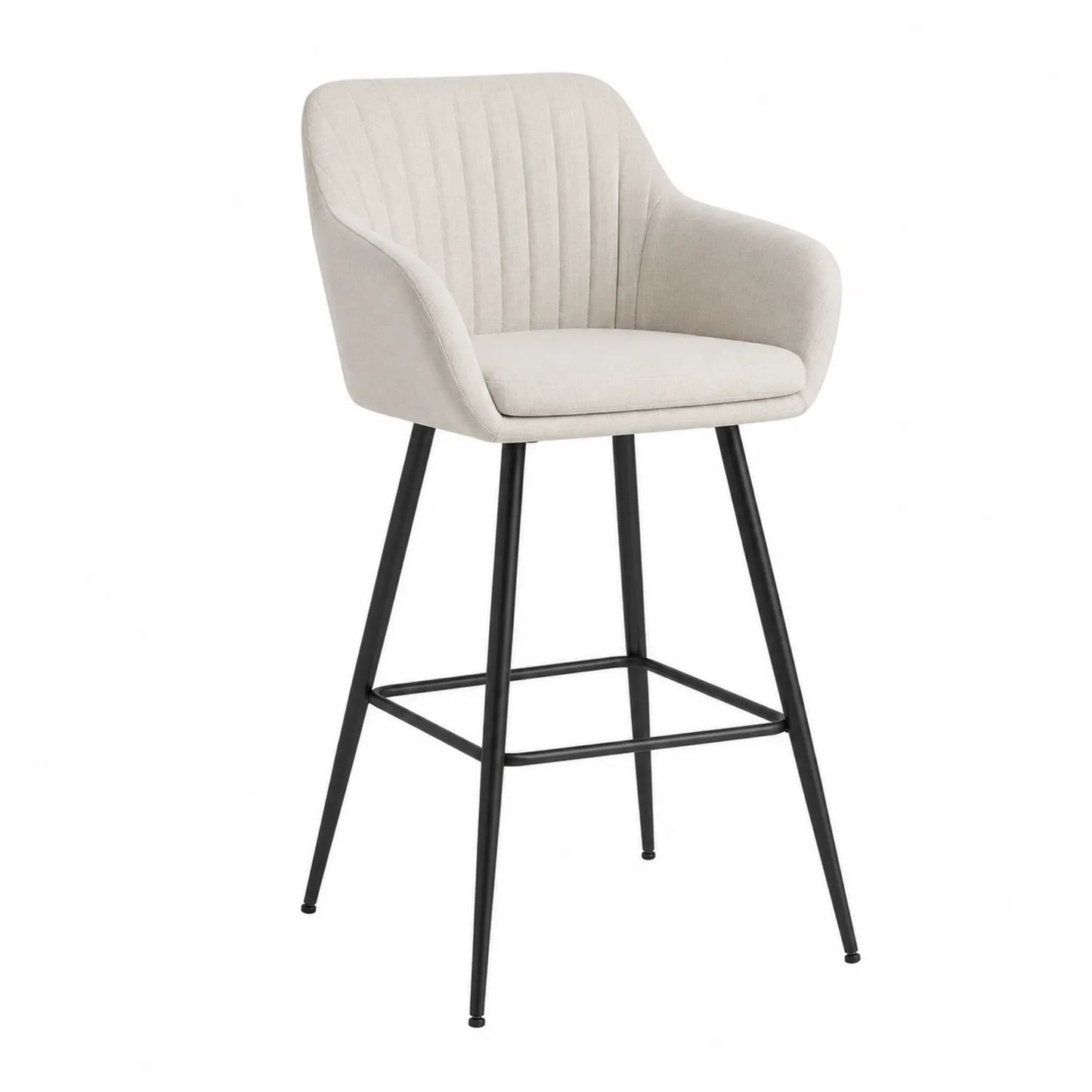 Barhocker mit Armlehnen Stoff Creme Metallgestell 110 cm