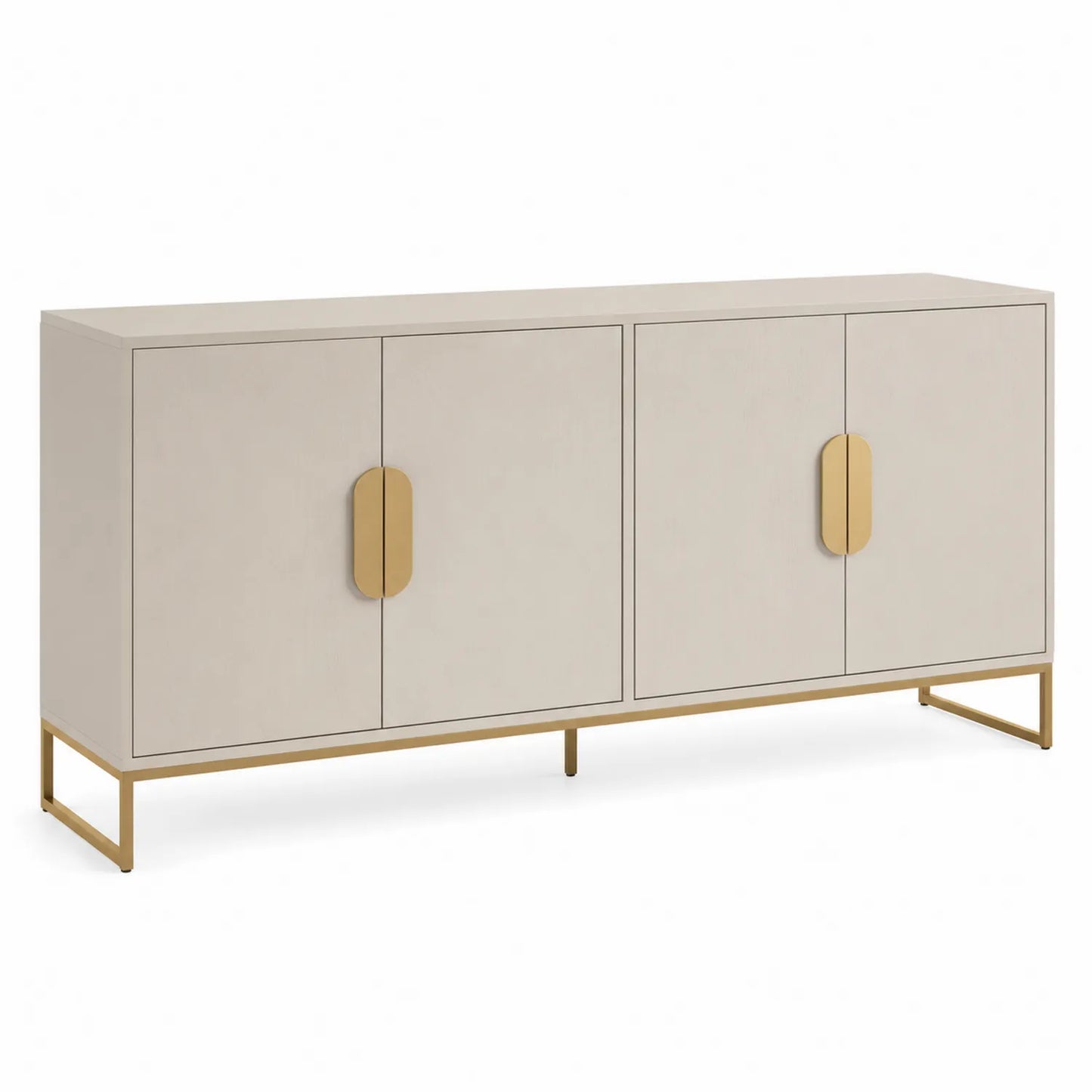 Sideboard aus Holzwerkstoff mit Metallbeinen in Beige 160x40x80 cm