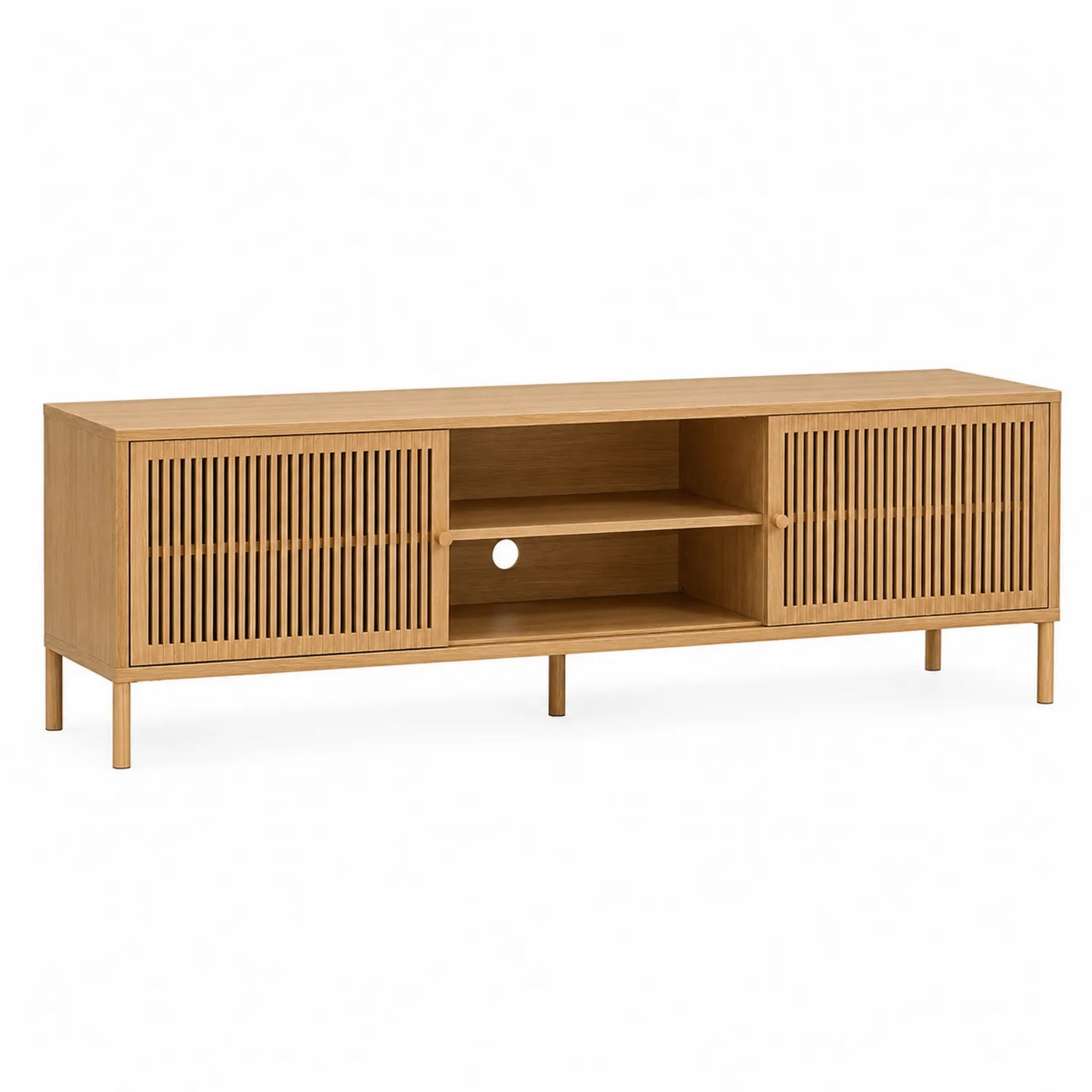 TV-Schrank aus Holz mit Schiebetüren, 180x40x50cm, Eiche