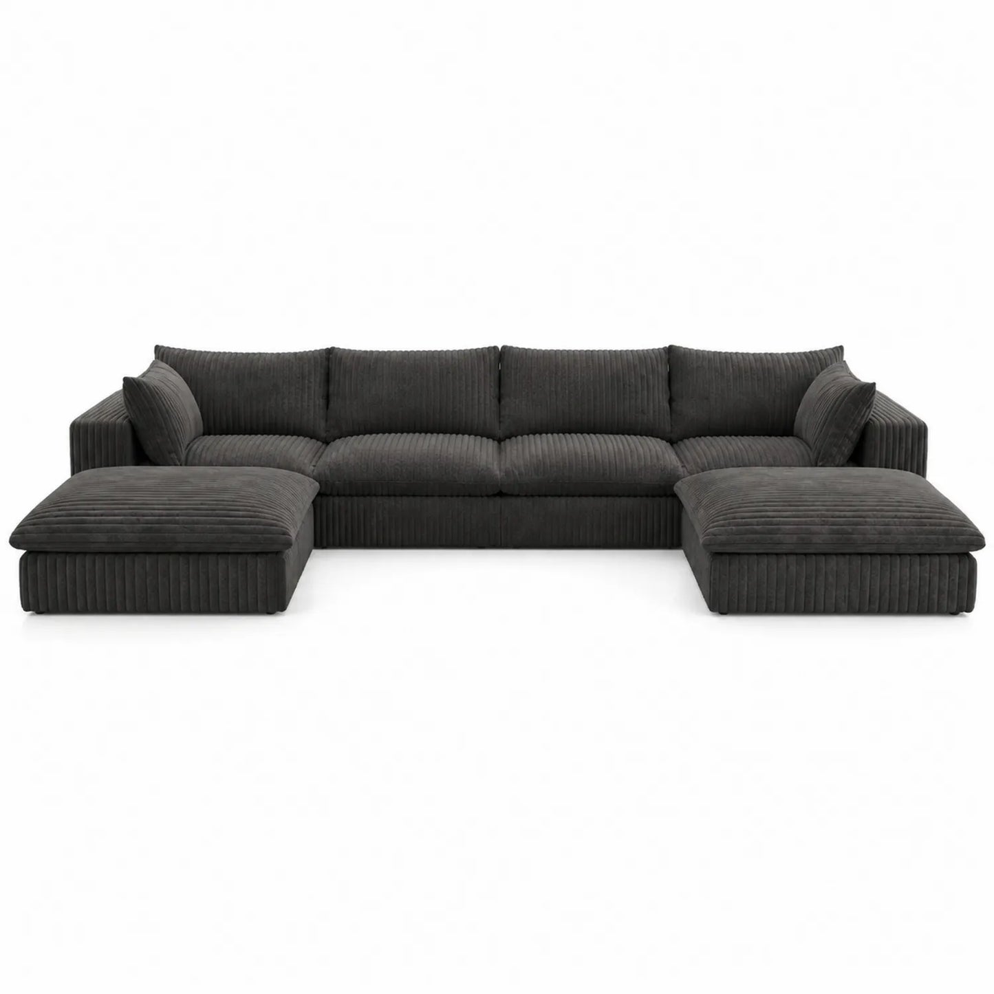 Ecksofa Set Cord Dunkelgrau 350x180x85 cm