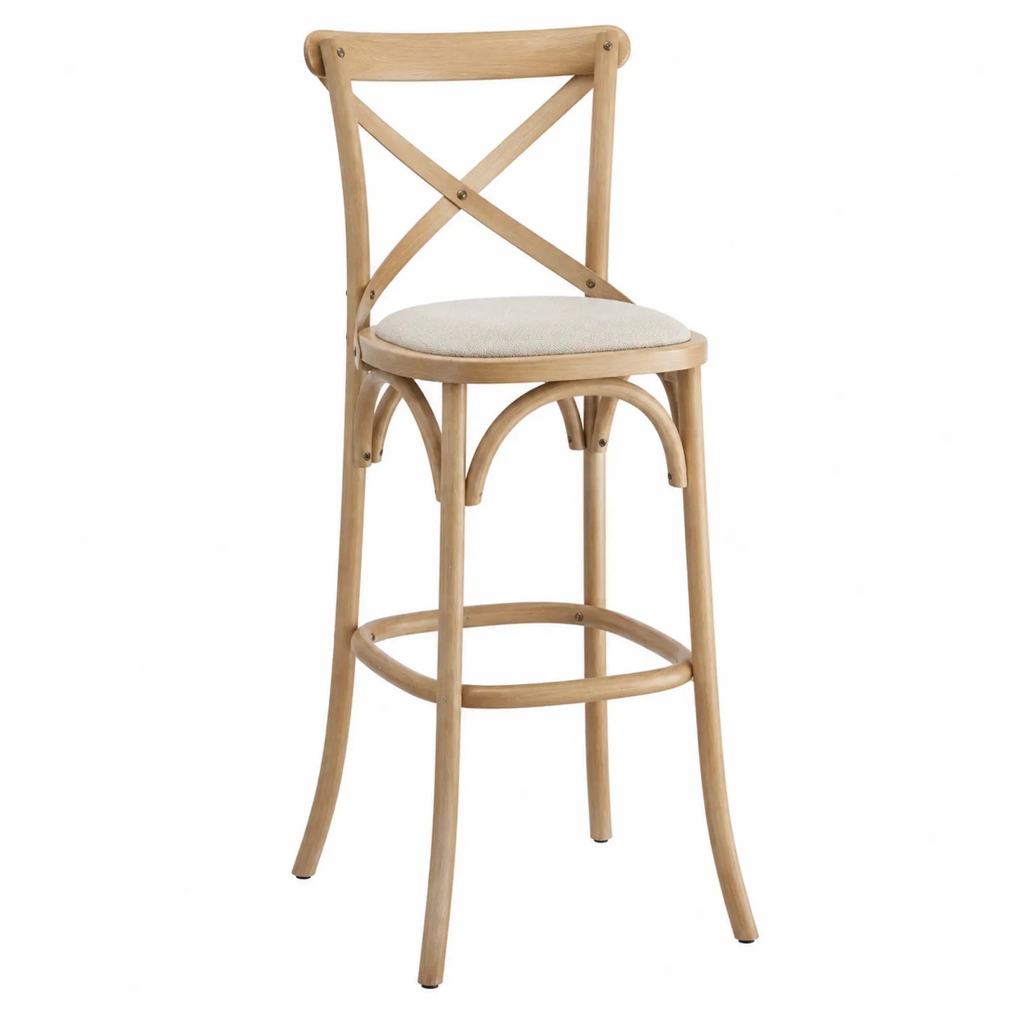 Barhocker aus Eichenholz mit Leinen Sitzfläche 112 cm