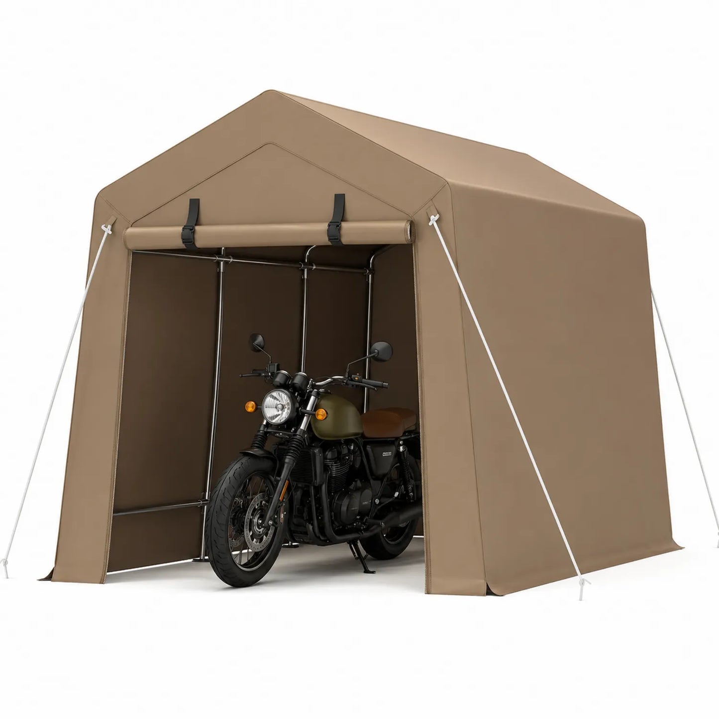 Motorradunterstand Stahlrahmen PVC-beschichtet Braun