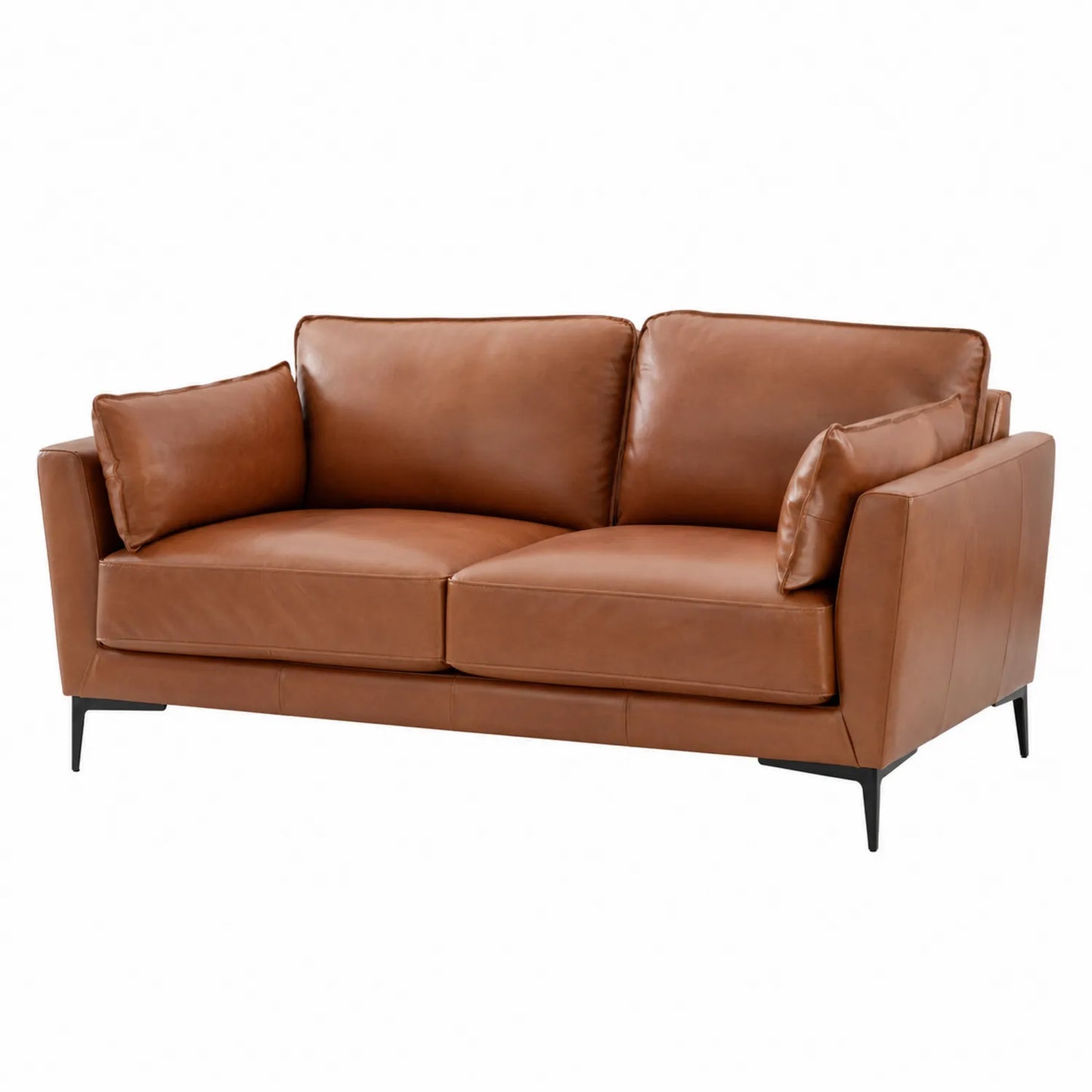 2-Sitzer Ledersofa Braun mit Metallbeinen