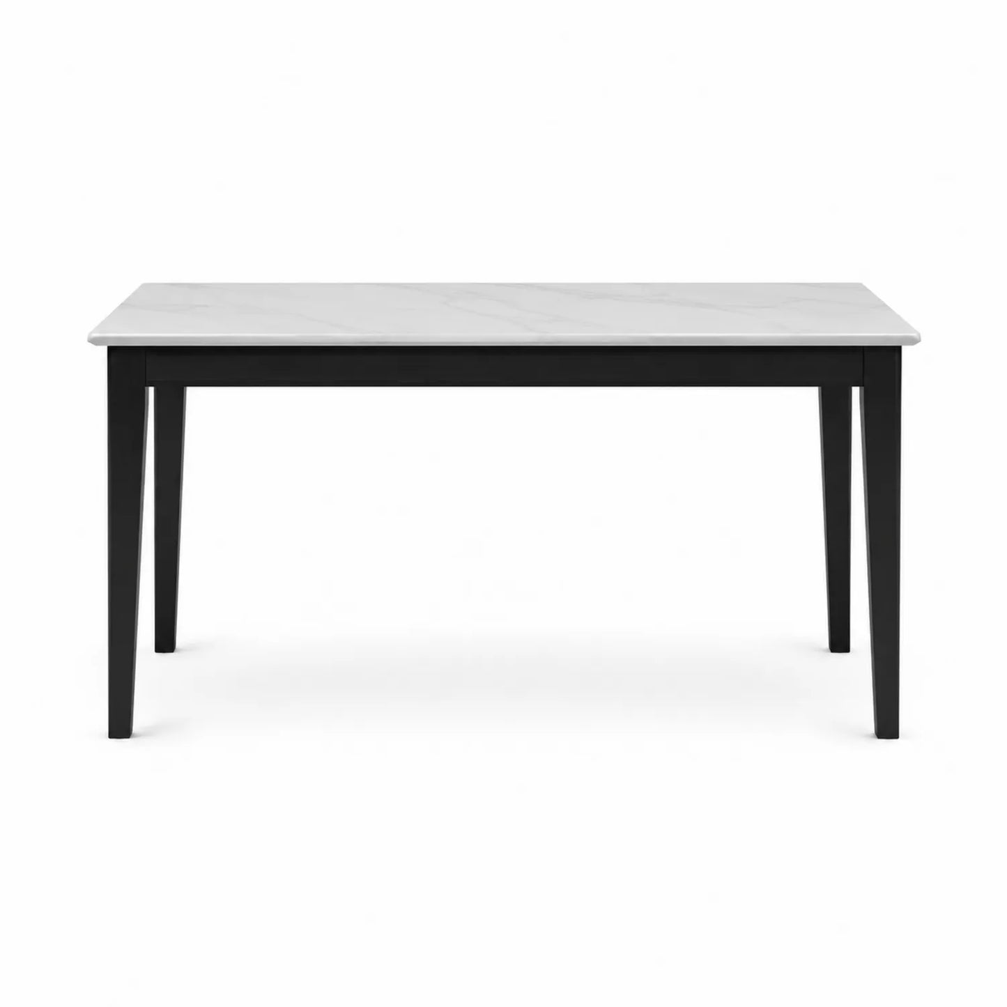 Rechteckiger Esstisch mit Carrara-Marmorplatte und Stahlbeinen 160x90x75 cm Weiß/Schwarz