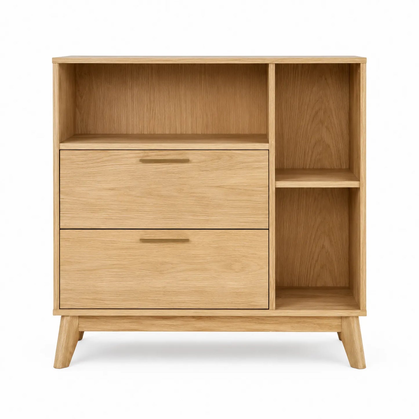 Kommode aus Eichenholz mit Schubladen und Regalen 80x35x100 cm