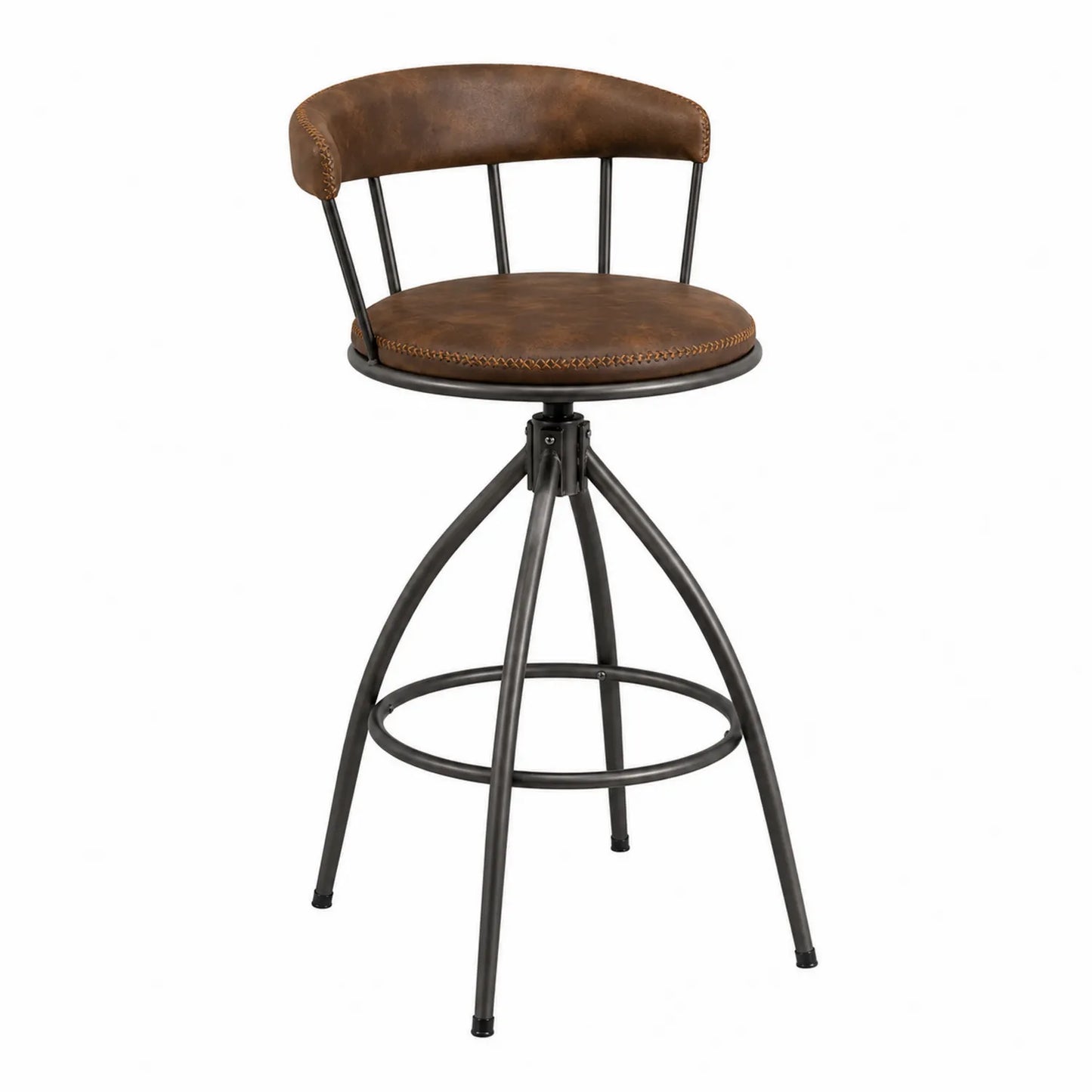 Barhocker Metallrahmen Kunstleder Braun Durchmesser 40 cm