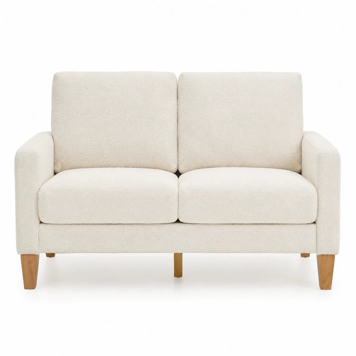 2-Sitzer Sofa Stoff Bouclé Beige Holzbeine