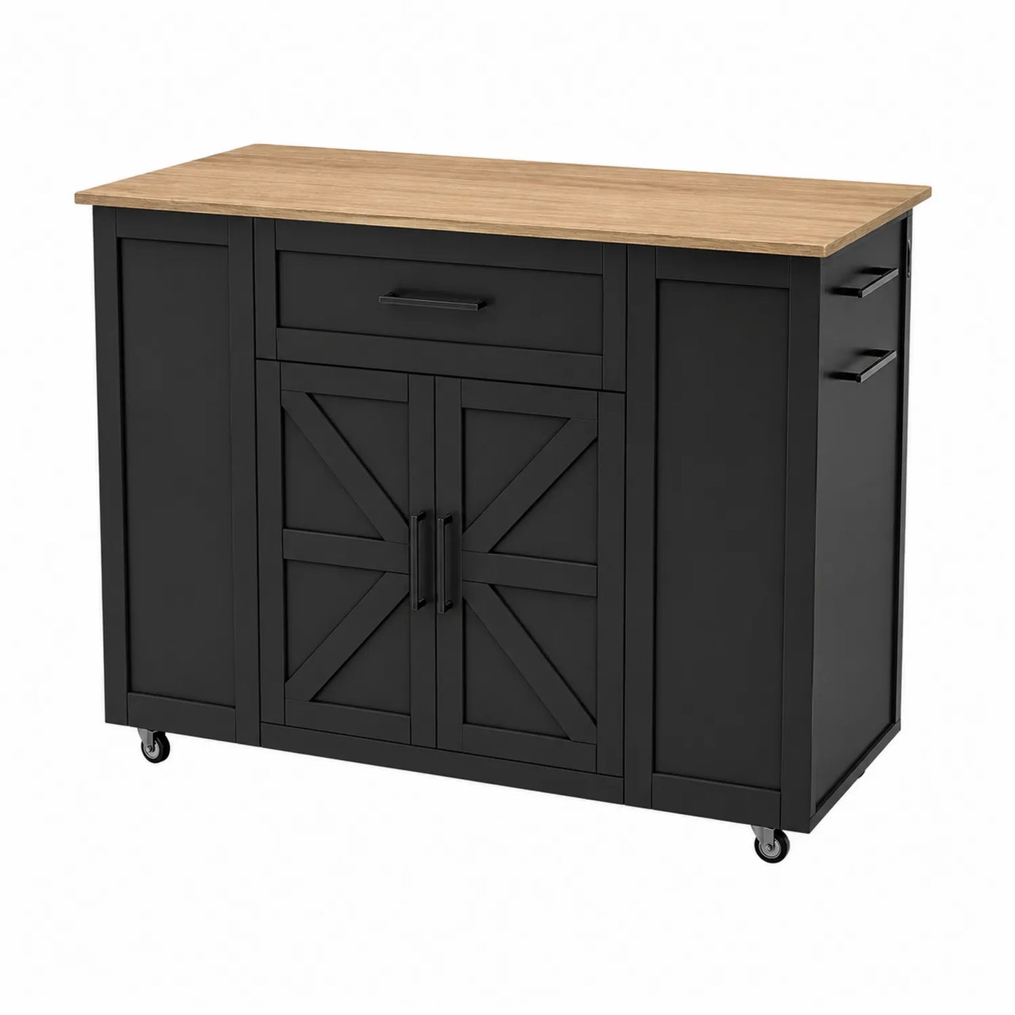 Küchen-Sideboard mit Eichentop, Schwarz, 120x40x90 cm