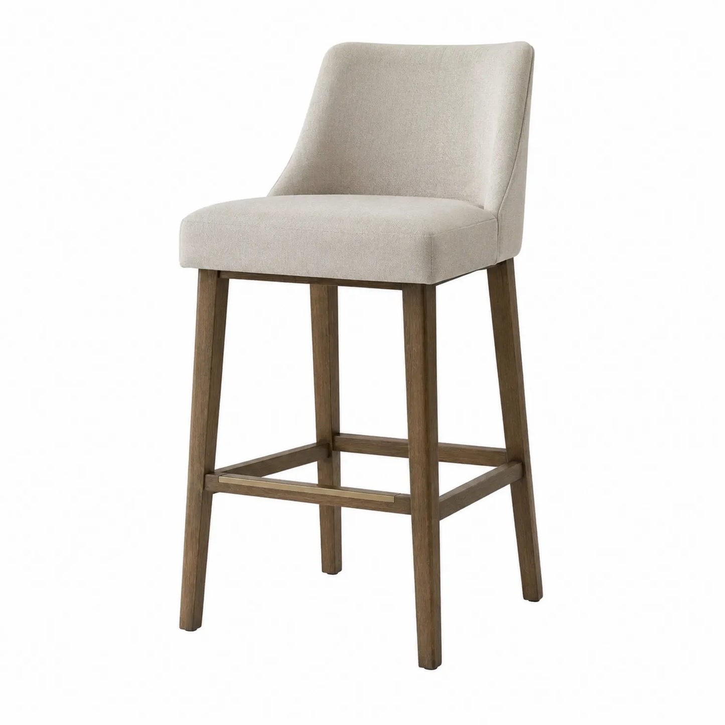 Barhocker Massivholzrahmen Beige Stoffbezug 102 cm