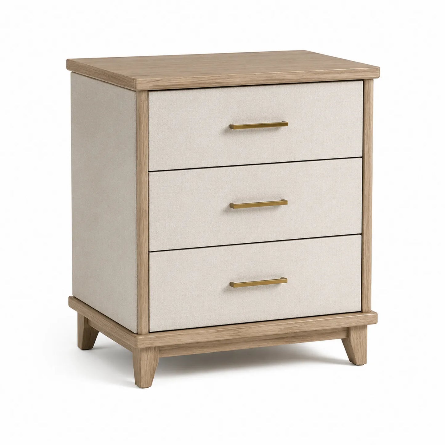 Holz-Nachttisch mit 3 Schubladen, Beige