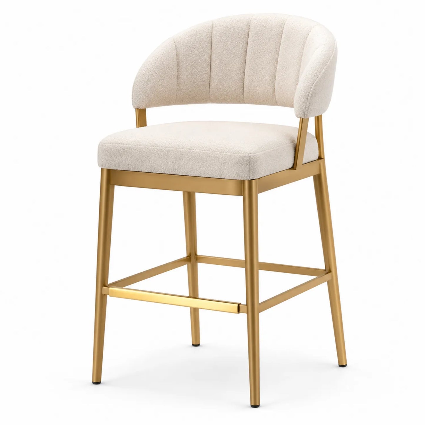 Barhocker mit Metallrahmen und Polyesterpolsterung Beige