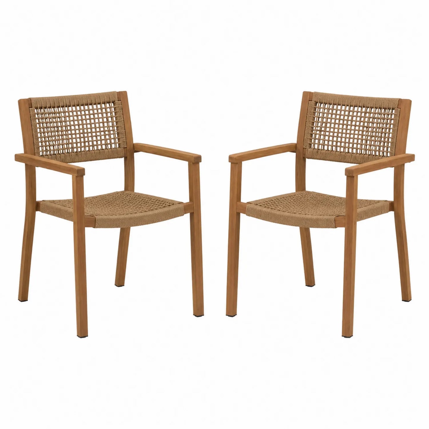 2er Set Gartenstühle Teakholz Natur