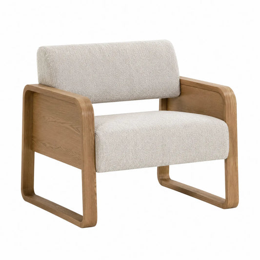 Stuhl mit Holzrahmen und Polsterung Beige