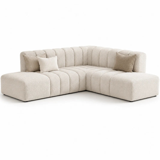 Ecksofa aus Polyestergewebe Beige L-Form 270x210 cm