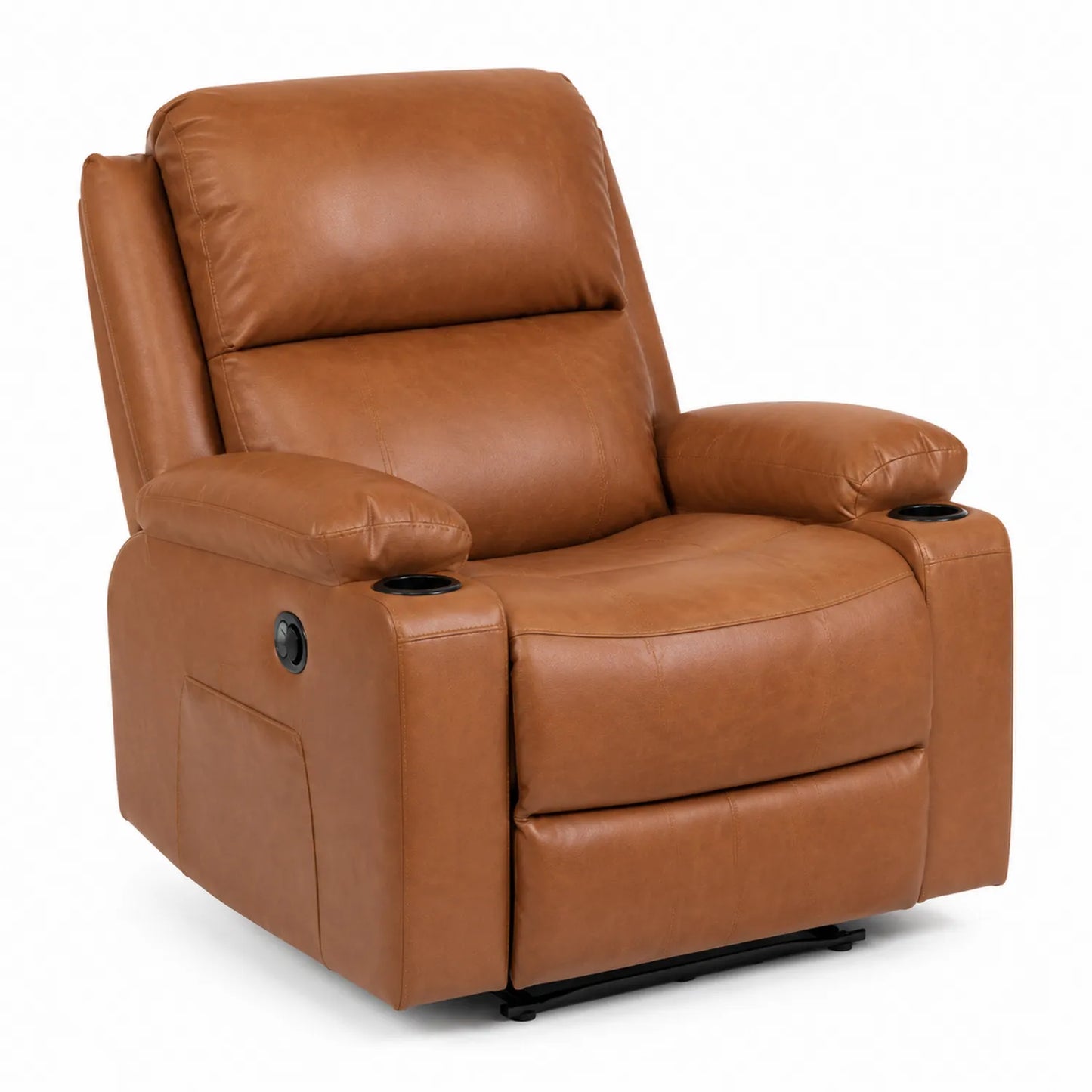 Relaxsessel Leder Braun mit Getränkehalter