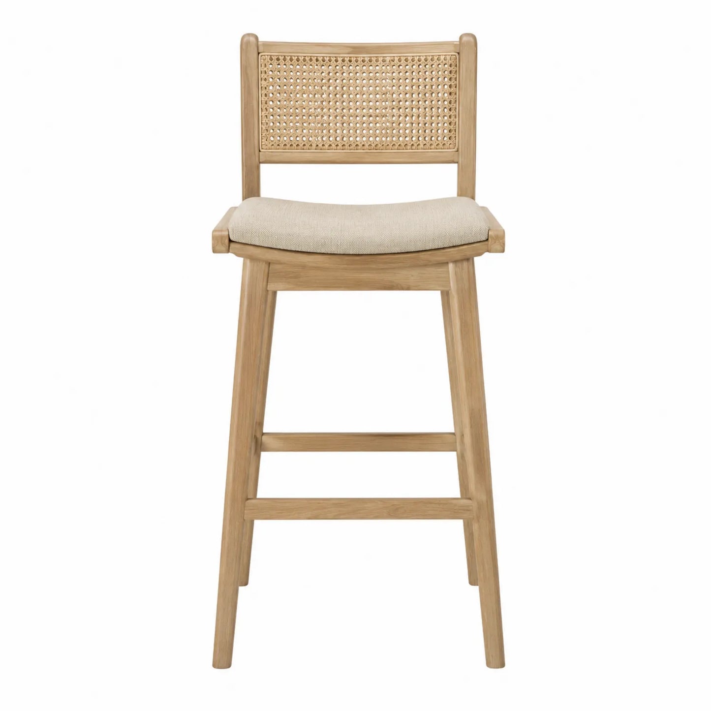 Barhocker Eichenholz Geflecht Beige 110 cm