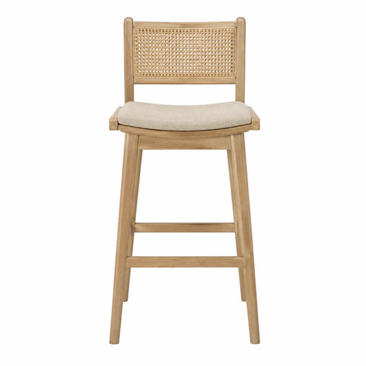 Barhocker Eichenholz Geflecht Beige 110 cm