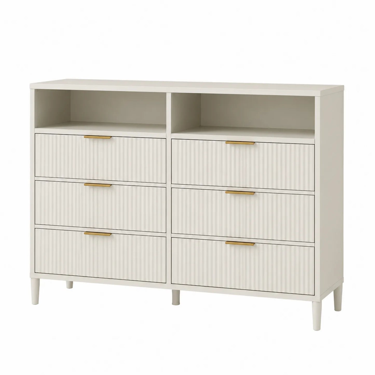Kommode mit 6 Schubladen aus MDF und Metall Weiß