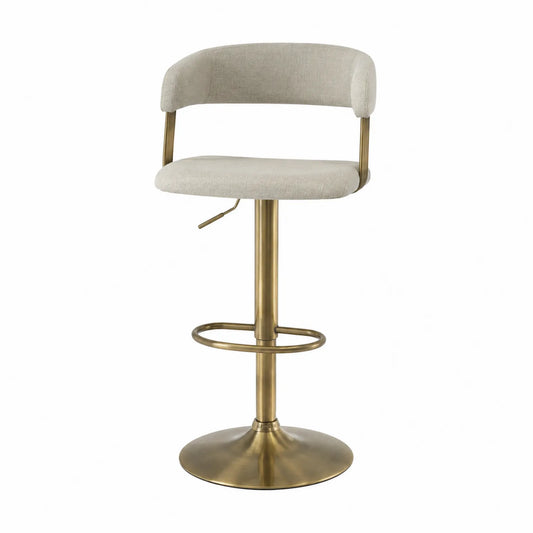 Barhocker Leinen Messing Beige Höhenverstellbar