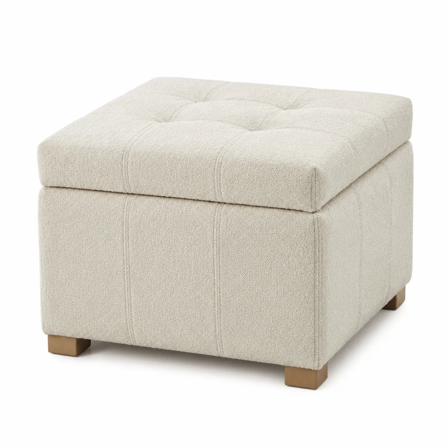 Aufbewahrungshocker Bouclé Stoff Weiß 45x45x45 cm