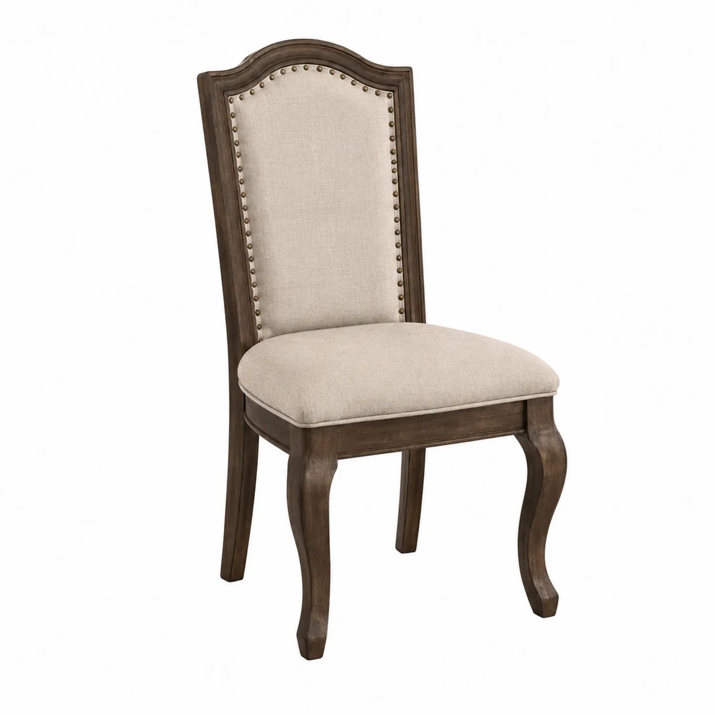 Esszimmerstuhl Eichenholz Leinen Beige