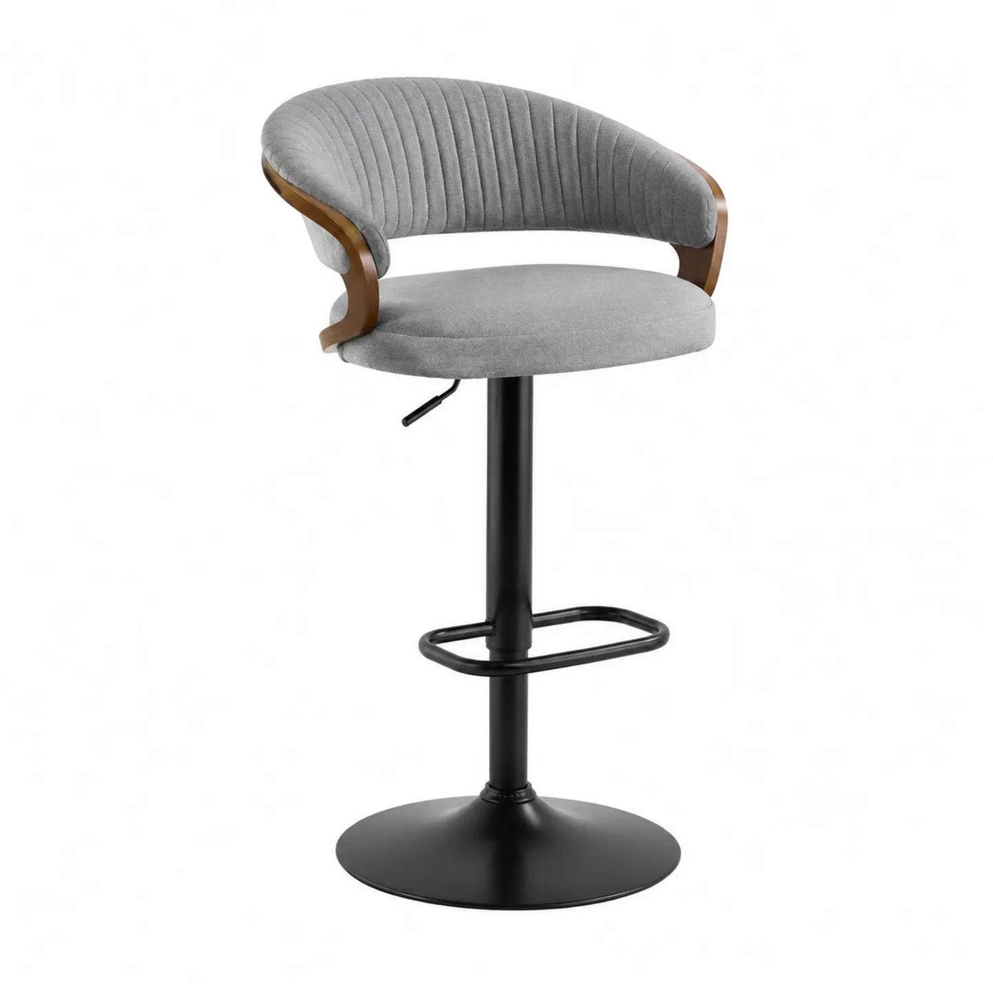 Barhocker aus Stoff Grau mit Metallfuß, Höhenverstellbar