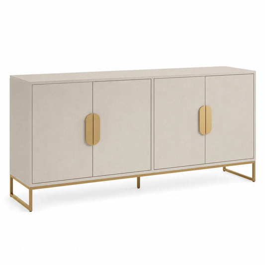 Sideboard aus Holzwerkstoff mit Metallbeinen in Beige 160x40x80 cm