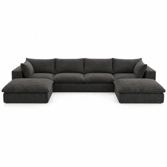 Ecksofa Set Cord Dunkelgrau 350x180x85 cm