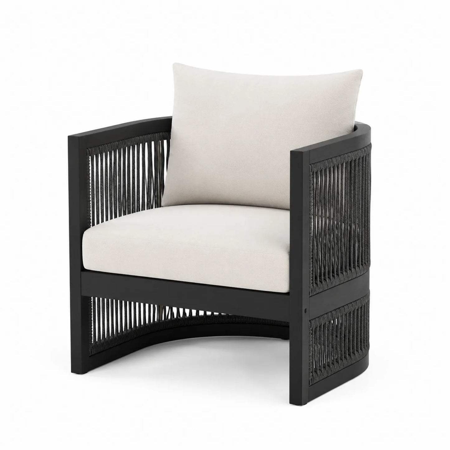 Sessel aus Aluminiumrahmen Schwarz Creme