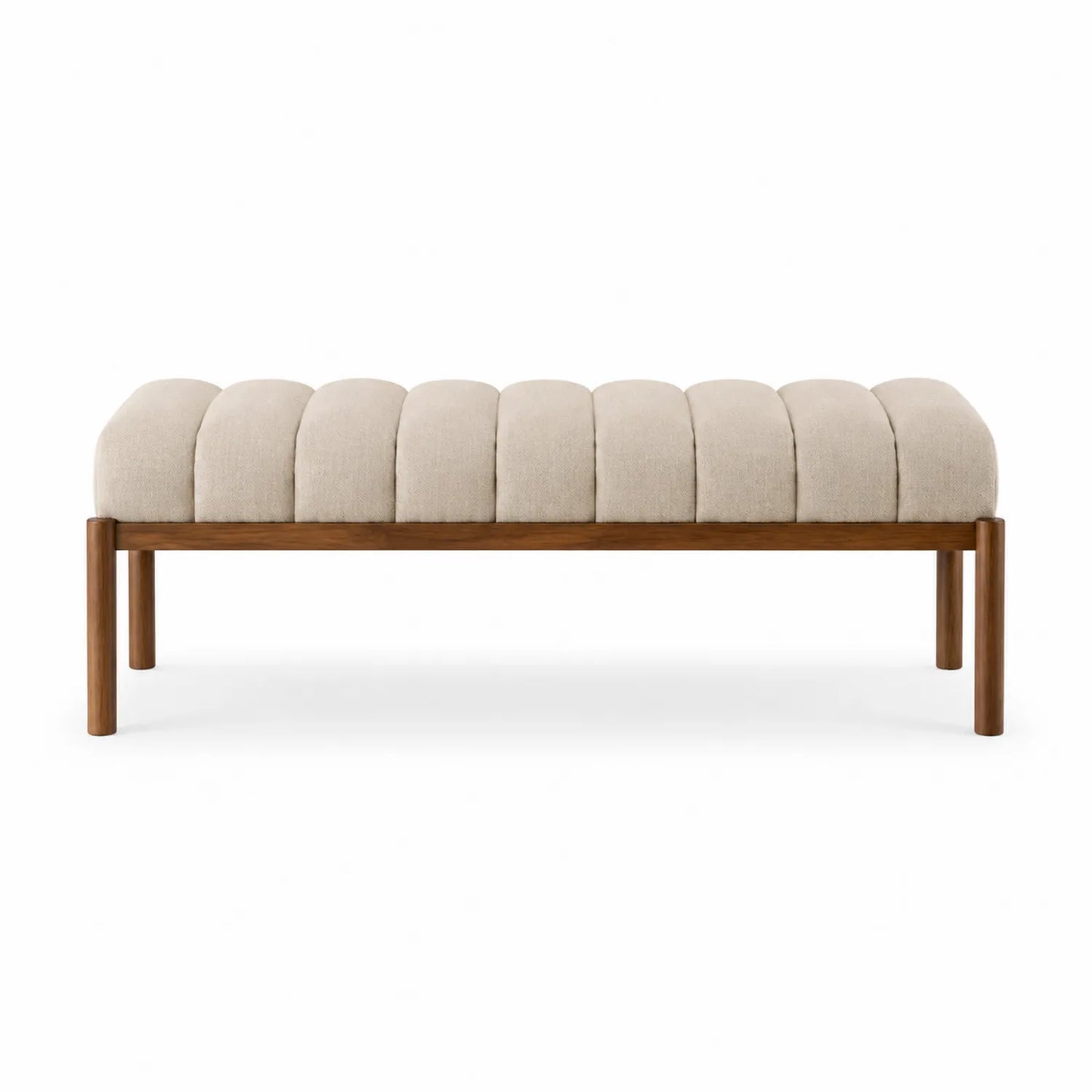 Polsterbank aus Holz und Stoff Beige