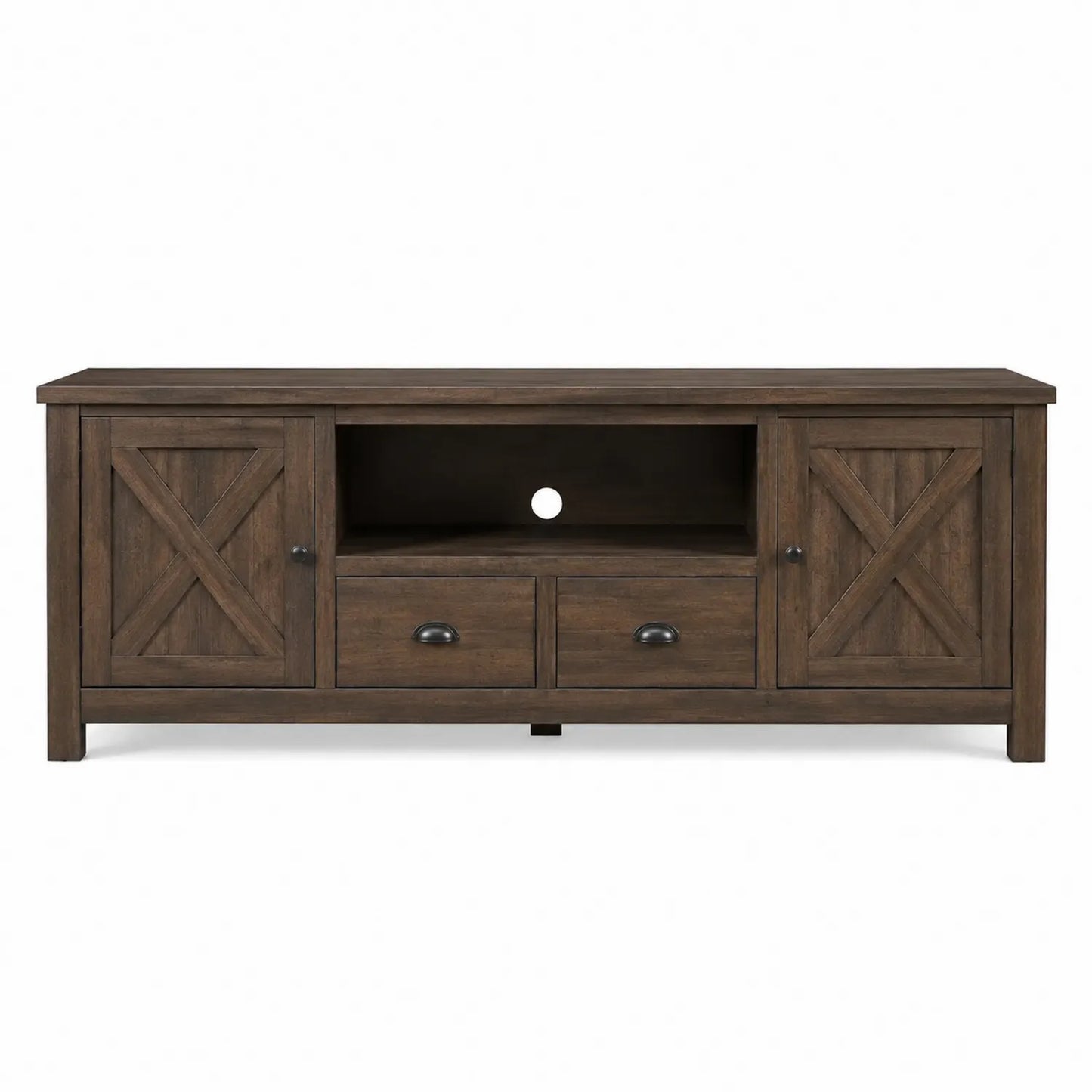 Holz-TV-Schrank in Dunkelbraun mit Schubladen und Türen 140 cm