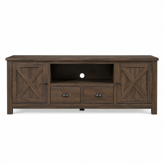 Holz-TV-Schrank in Dunkelbraun mit Schubladen und Türen 140 cm