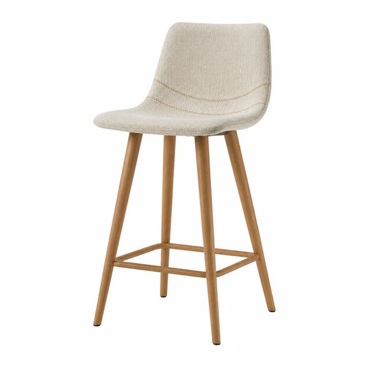 Barhocker Leinen Beige Massivholz 90cm