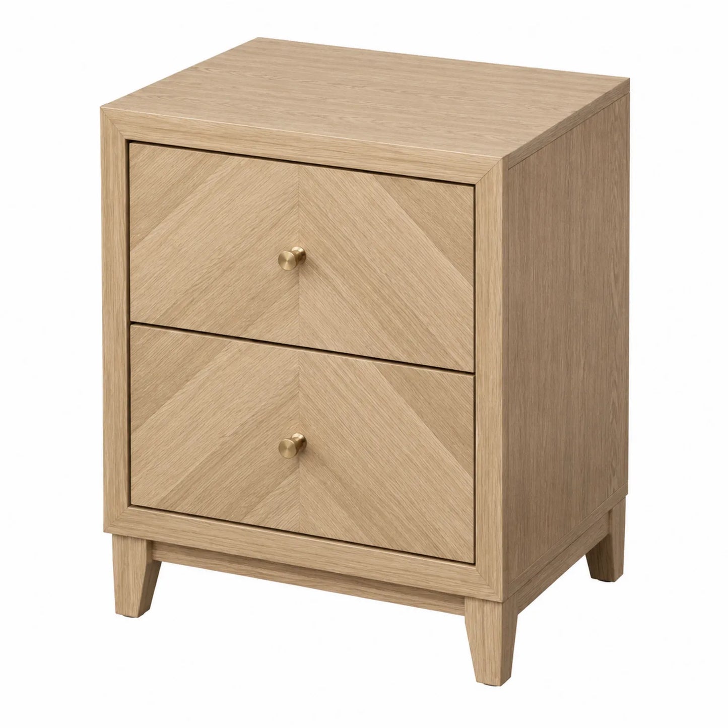 Nachttisch Eichenholz 2 Schubladen Natur 60cm