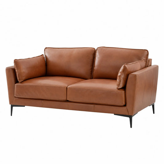 2-Sitzer Ledersofa Braun mit Metallbeinen