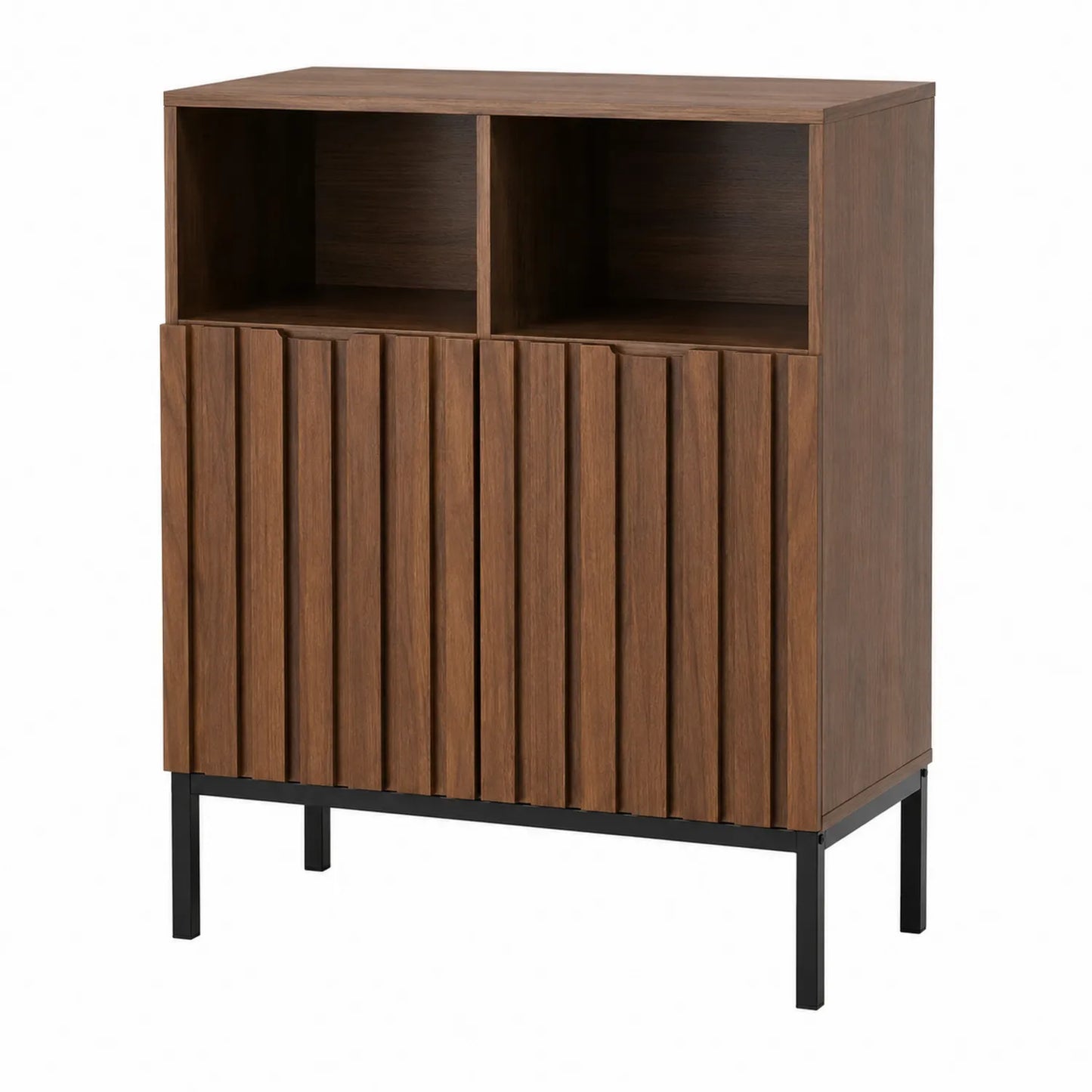 Sideboard Holz Walnussfurnier Metallgestell Braun 90x40x110 cm