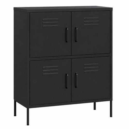 Stahlschrank mit 4 Türen Schwarz