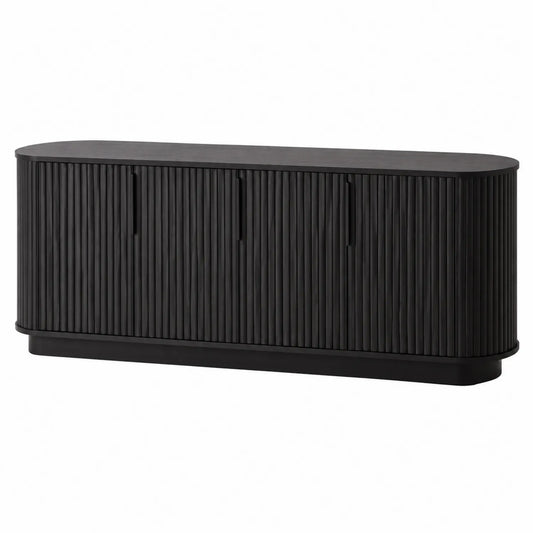 Sideboard Holz Schwarz 180x40x75 cm Oval