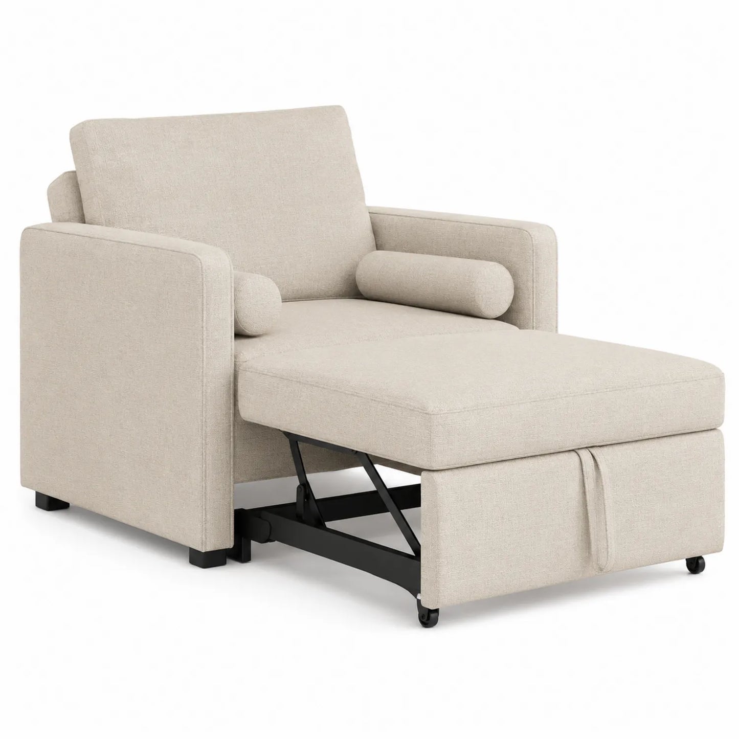 Leinensessel Beige mit Metallrahmen