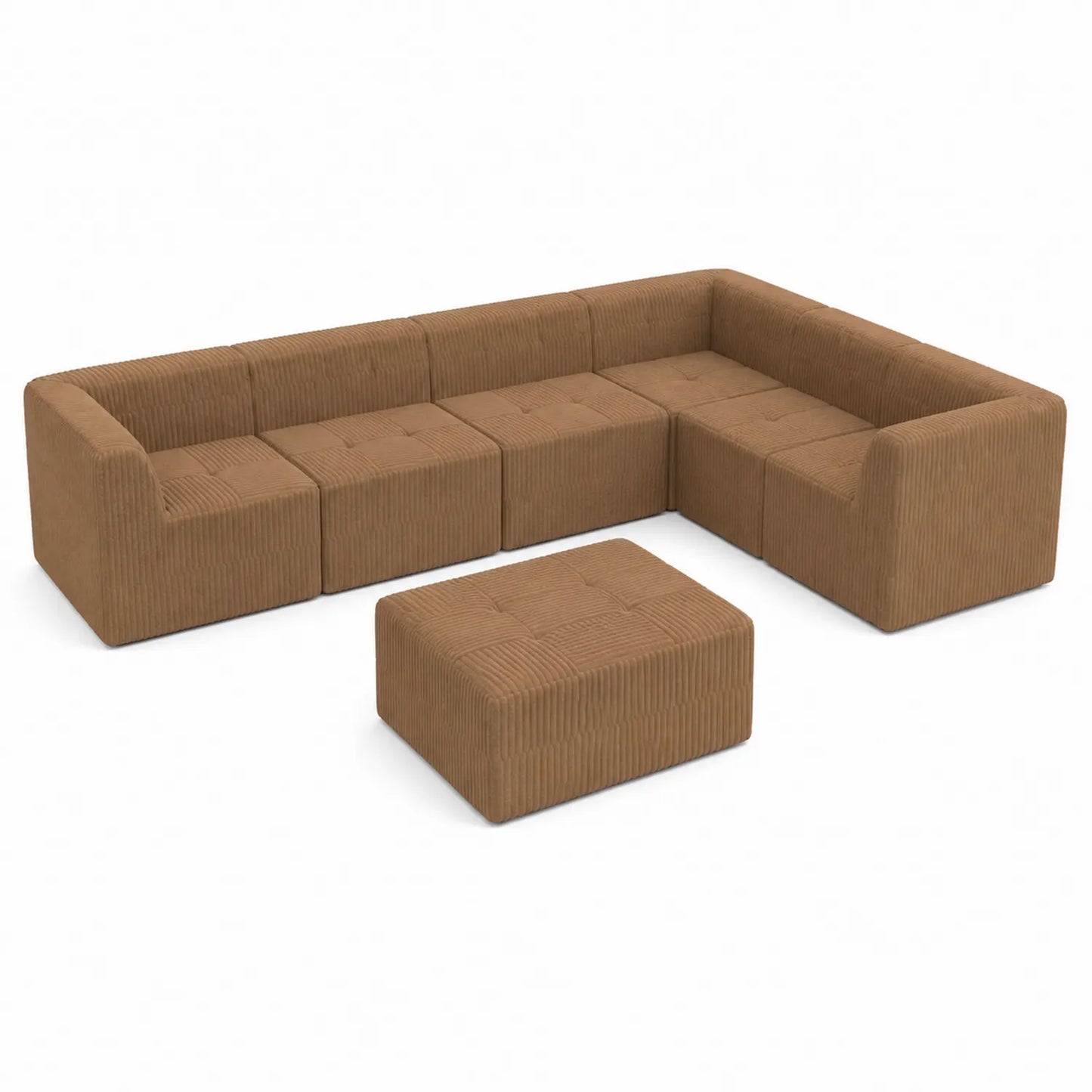 Modulares Ecksofa Set Cord Braun 350x175x70cm