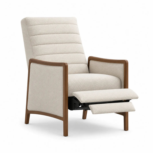 Relaxsessel mit Holzrahmen und Polyesterbezug Beige 105x75x90cm