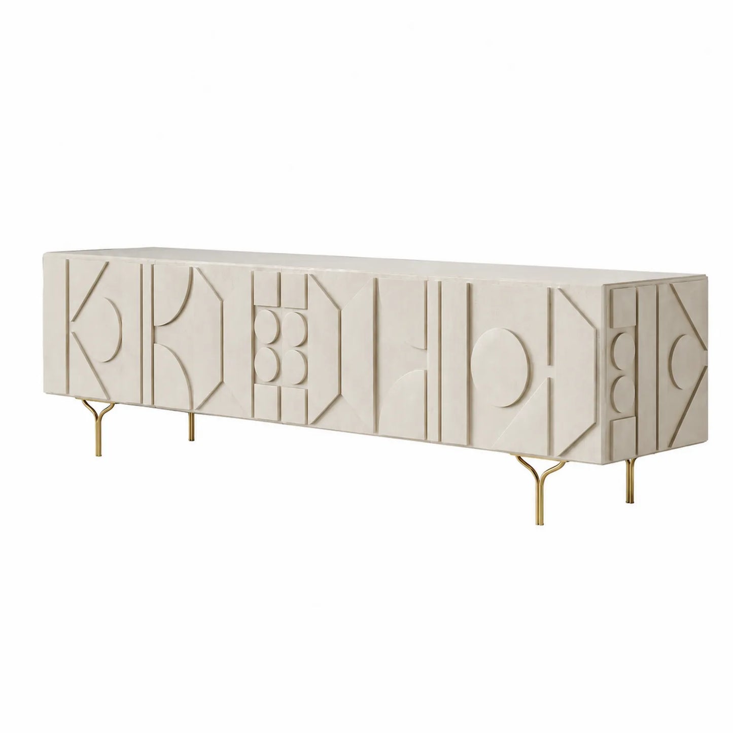TV-Schrank MDF Beige mit Edelstahlbeinen