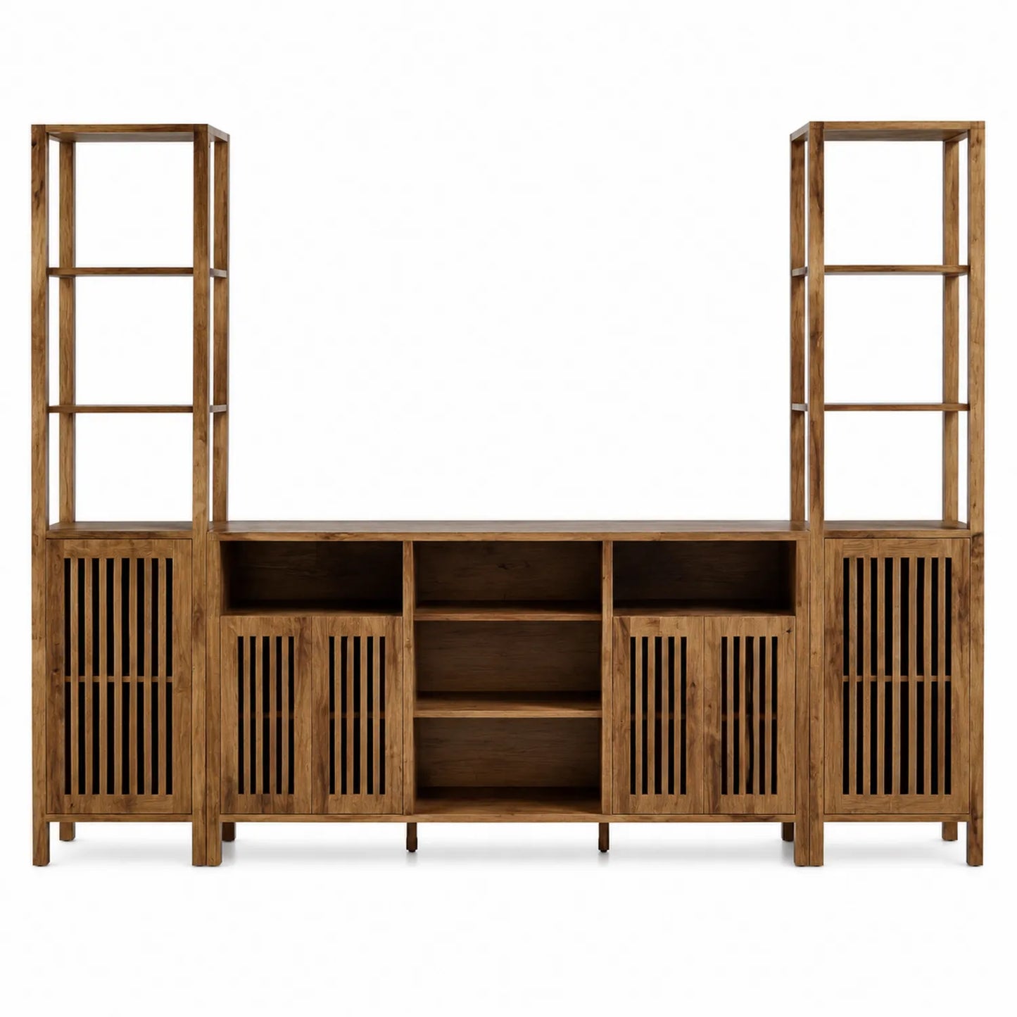 Holz TV-Entertainment-Center mit Regalen und Türen, Größe 200x40x180 cm
