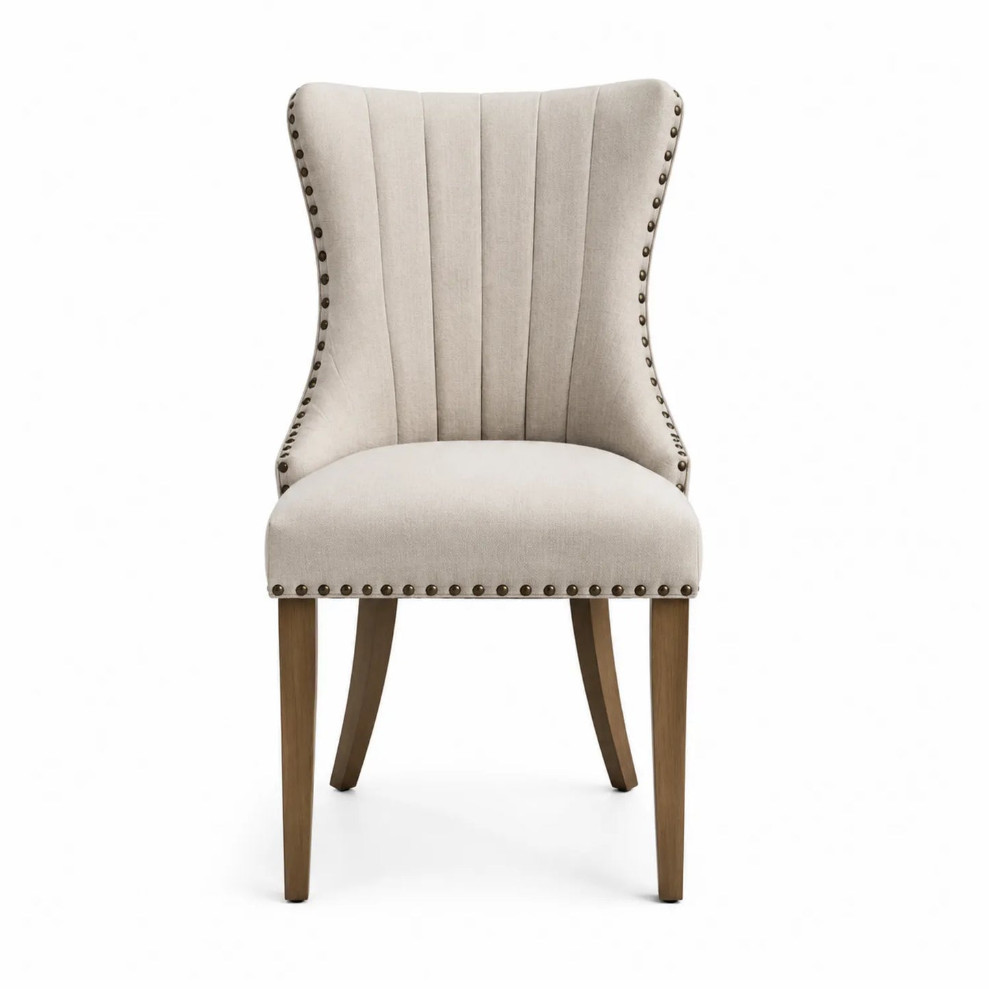 Esszimmerstuhl aus Stoff mit Holzbeinen Beige