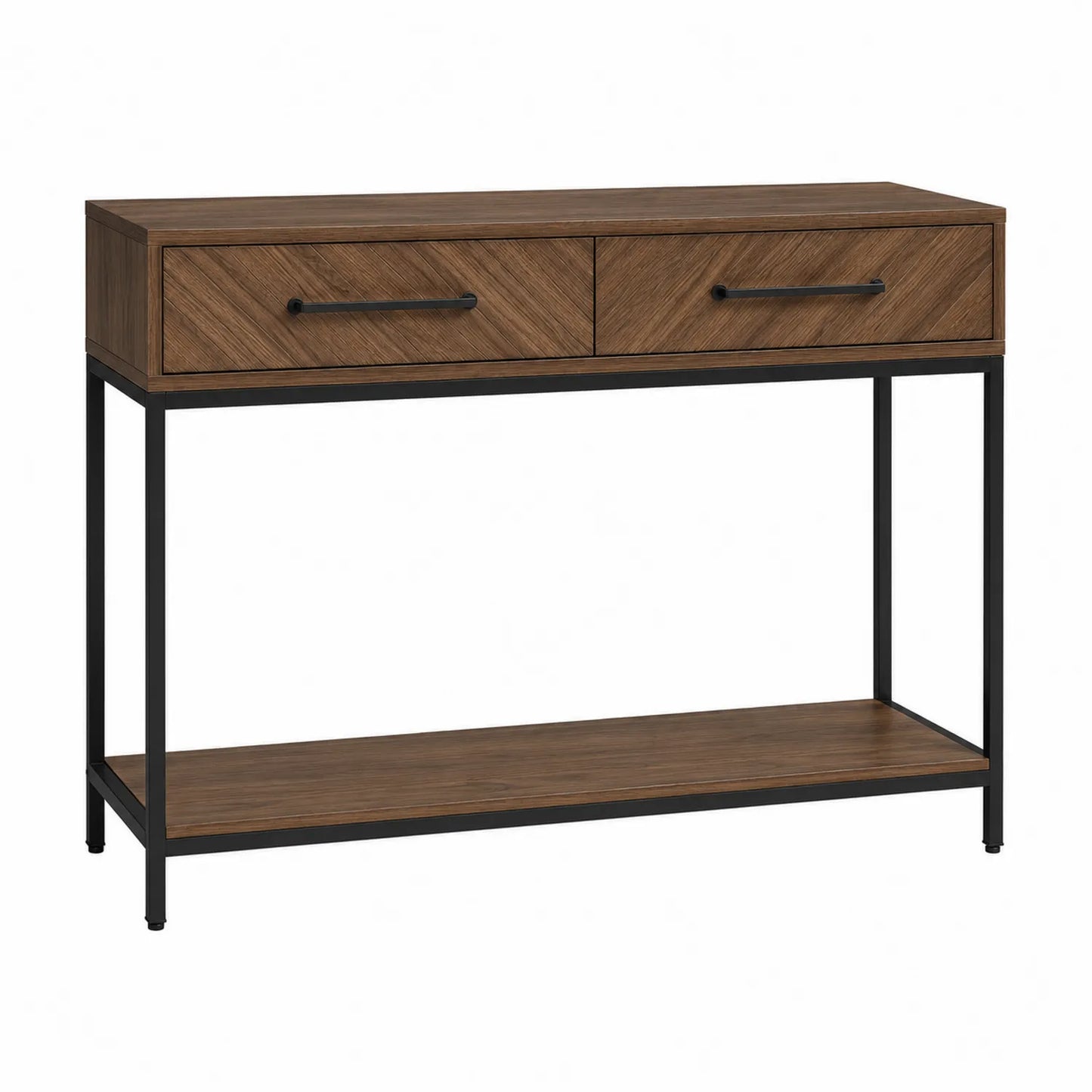 Konsolentisch aus MDF in Eichenoptik mit Metallgestell, 101x30x80cm
