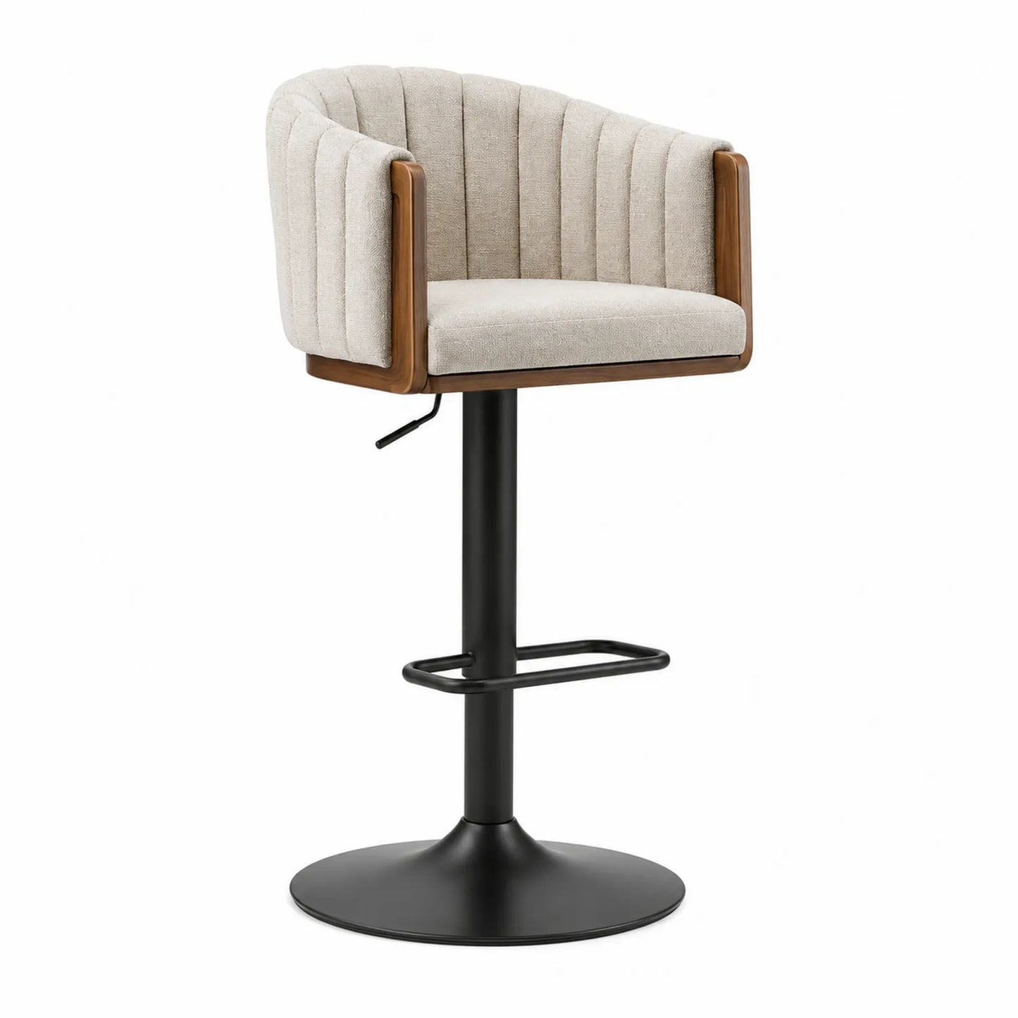 Barhocker mit Stoffbezug und Holzrahmen Beige