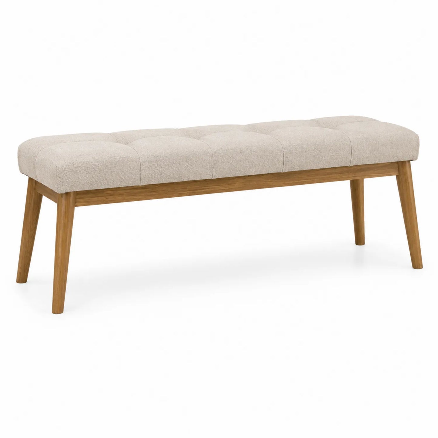 Polsterbank aus Eichenholz mit Polyesterbezug Beige 120 cm